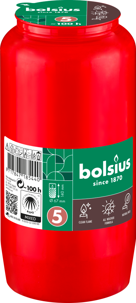 Bolsius Herdenkingslicht Nr.5 Rood