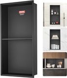 Vevor Wandnis 10x33,02x63,5cm Douchenis Roestvrijstalen Nis Dubbellaags 100% Waterdichte Nismontage 0-40°C Bedrijfstemperatuur 92° Binnenhoekontwerp Ideaal voor Badkamers Slaapkamer Studeerkamer