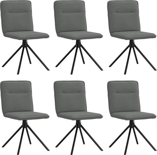 vidaXL Eetkamerstoelen 6 stuks stof donkergrijs