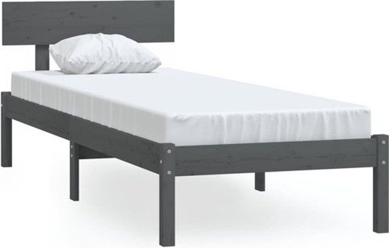 vidaXL Bedframe massief grenenhout grijs 100x200 cm
