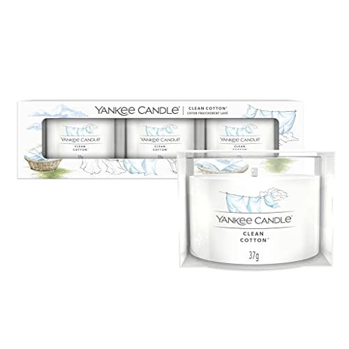 Yankee Candle Geurkaarsen Gift Set | Clean Katoen Gevulde Votive Kaarsen | Soja Blend Wax Mix | 3 Count