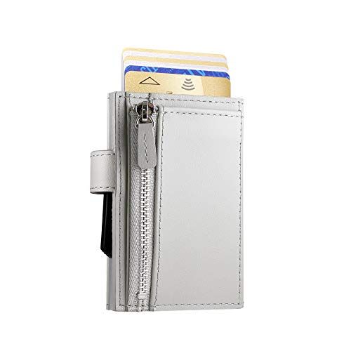 Ögon kaarthouder Cascade Rits Snap 9,7 cm leer/aluminium crème