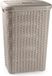 Plasticforte Wasmand met deksel - 60 liter - taupe - rotan - kunststof - L35 x B43 x H62 cm