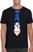 Bellatio Decorations Foute kersttrui t-shirt - met sneeuwpop stropdas print - zwart - voor heren - korte mouwen XXL