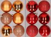 Merkloos / Sans marque Billiet - Vanlaere 12x stuks kunststof kerstballen mix van koper en rood 8 cm