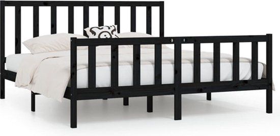 vidaXL Bedframe - massief - hout - zwart - 200x200 cm