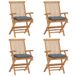 VidaXL Tuinstoel Terras Gecapitonneerde zitting Teak Grijs 6 stuks