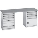 BOTT Eilandwerkbank Cubio lino - kast met 2 laden en deur