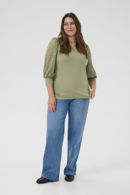 Kaffe Curve T-shirt BELLA LACE KAFFE CURVE SEA SPRAY 109059