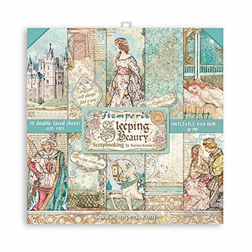 Stamperia International Scrapbooking Pad - Dubbele Gezichtsslapende Schoonheid, 6 x 15,2 cm