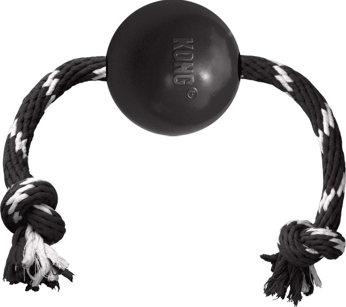 Kong Extreme Bal Met Touw Zwart / Wit 7,5 cm