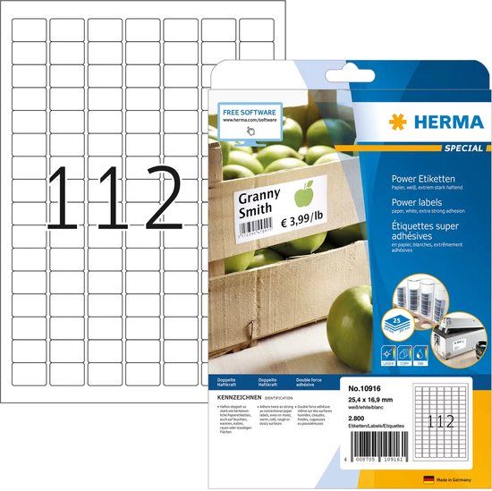 HERMA 10916 printeretiket Wit Zelfklevend printerlabel