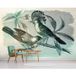 Papier peint panoramique oiseaux vert et gris