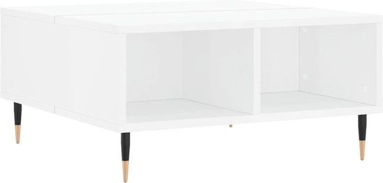 vidaXL Salontafel 60x60x30 cm bewerkt hout hoogglans wit