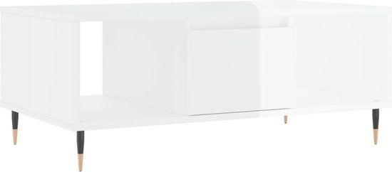 vidaXL Salontafel 90x50x36,5 cm bewerkt hout hoogglans wit