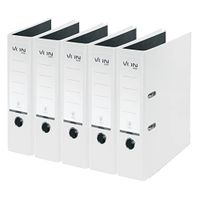 VON Leitz VON 5-pack mappen A4, karton met kunststof omslag, 80 mm rugbreedte, voor 600 vellen, FSC-gecertificeerd karton, voor school, studie en huishouden, wit, 10551001