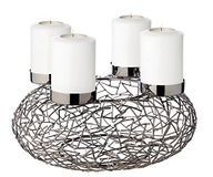 EDZARD Adventkrans Milano, roestvrij staal, zwart, diameter 34 cm, voor stompkaarsen ø 8 cm