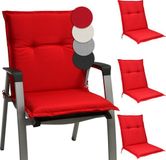 Beautissu Base NL – Set van 4 Tuinstoelkussens Lage Rug 100x50x6 cm Rood