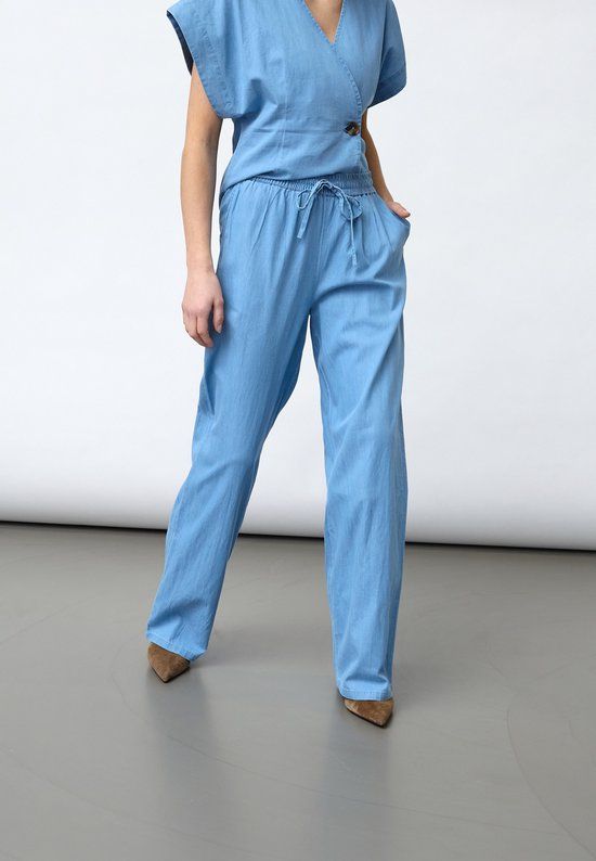 SISTERS POINT Ella-pa52 Dames Broek L. Blue denim Maat L