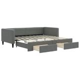 vidaXL Slaapbank met onderschuifbed lades 100x190 cm stof donkergrijs
