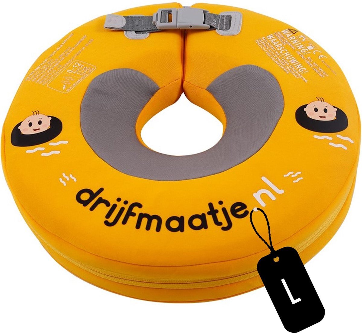 drijfmaatje.nl Drijfmaatje Babyfloat - Baby Zwemband - Nekring/Zwemring/Zwemkraag - 0-12 maanden - Baby Spa - Luchtvrij - Geel maat L