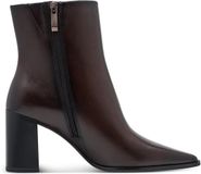 Tamaris Core Dames Enkellaarzen - Bruin - Leer - Blokhak - Ritssluiting - Puntige neus - Maat 38