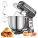 Robot pâtissier - Machine à pétrir et mélanger - Moteur DC silencieux 1200W - 6 vitesses - Bol en acier inoxydable de 6 litres - Crochet pétrisseur et fouet - Prise UE - Gris