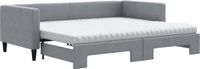 vidaXL Slaapbank met onderschuifbed en matrassen 90x190 cm stof lichtgrijs
