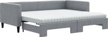 vidaXL Slaapbank met onderschuifbed en matrassen 90x190 cm stof lichtgrijs