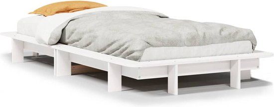 vidaXL Bedframe - 90x200 cm - Wit - Massief Grenenhout