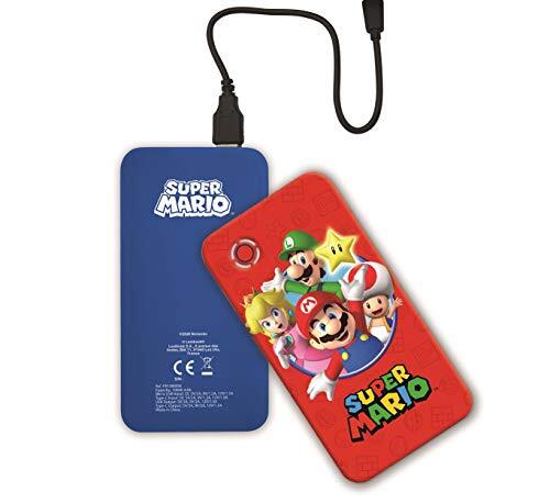 Lexibook Nintendo Super Mario Luigi Fast Charging Power Bank Draagbare Externe Batterij 10000 mAh, stroomlevering, universele compatibiliteit smartphones tablets consoles