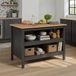 Inter Link Kookeiland Nellina | Ambachtelijk Eikenhouten Blad | 124 x 75 x 91,5 cm | Kleur: Antraciet