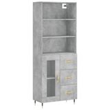 vidaXL Hoge kast, betonkleur, 69,5 x 34 x 180 cm, houtvezelplaat