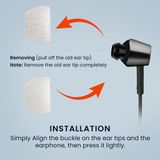kwmobile 6x cover voor in-ear oortjes geschikt voor Sony WI-C300 / WI-C400 / MDR-XB55AP / MDR-EX155AP - Vervangende oordopjes van siliconen in wit - 3 maten
