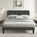 VECELO Gestoffeerd bed, 140 x 200 cm, tweepersoonsbed met in hoogte verstelbaar hoofdeinde, stabiel bedframe met lattenbodem, fluwelen bedframe, geen boxspring nodig, zonder matras, grijs