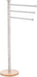 Item International Items Handdoeken ophangrek badkamer - metaal/hout - L42 x b26 x H85 cm - zilver