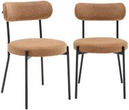 sweeek - Set van 2 eetkamerstoelen Livia, camel, stof/metaal