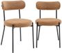 sweeek - Set van 2 eetkamerstoelen Livia, camel, stof/metaal