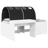 vidaXL Bedframe met tunnel met plank 3 st Wit en zwart Bewerkt hout
