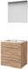 Basic-Line Basic 46 Badkamermeubelset - 60 x 46 cm - Met Grepen - 2 Lades - Keramische Wastafel - 1 Kraangat - Spiegel - Whisky Oak