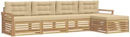 vidaXL - Buiten - bank - set - 5 - st - Wit - en - Beige
