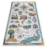 Bambino 61420 Tapis de toilette antidérapant pour enfant Motif alphabet et chiffres Crème/vert crème 80 x 150 cm