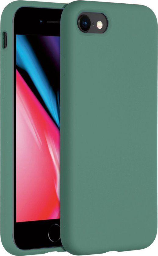 Accezz Liquid Silicone Backcover - iPhone SE (2022/2020) / 8 / 7 - Donkergroen