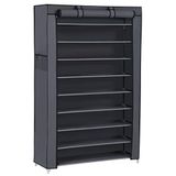 SONGMICS Schoenenrek met 10 niveaus, 28 x 88 x 160 cm, schoenenkast, schoenenopberger, met stofkap, schoenenopberger, voor hoge hakken, sportschoenen, metalen frame, grijs RXJ36G