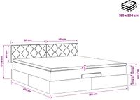 vidaXL Ottoman Bed with Mattress and Headboard - Blue - 160 x 200 cm - Fabric
