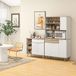 Meuble de cuisine blanc et naturel, 4 portes et 1 tiroir, design scandinave, 98 x 39 x 180 cm