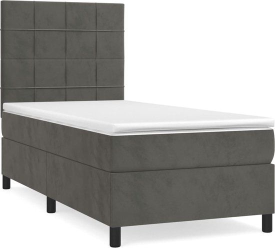 vidaXL Boxspring met matras fluweel donkergrijs 90x200 cm