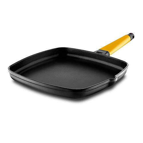 Castey 8-P22 braadpan met afneembaar handvat, 22 x 22 cm, gegoten aluminium geel