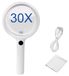 Loupe avec lumière, grossissement 30x, connexion USB, 20 LED, loupe à main