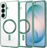 Techsuit Hoesje geschikt voor Samsung Galaxy S26 Plus - Luxury Crystal Back Cover - Geschikt voor MagSafe - Transparant/Lichtgroen